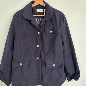 Alfred Dunner Jacket Lightweight Cotton Nylon Navy Size 16